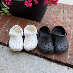 Crocs clogs Black White toddler Shoes Size 4C Bundle Lot 2 pair